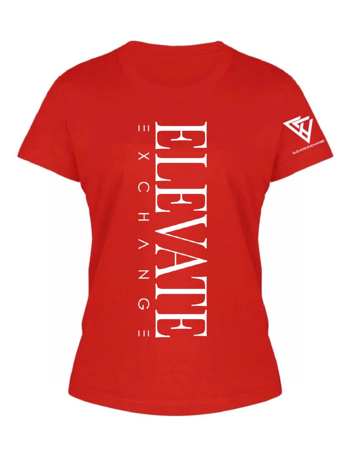 Women’s Elevate Exchange Vertical Red & White Tee