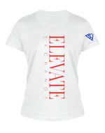 Women’s Elevate Exchange Vertical White, Red & Royal Blue Tee